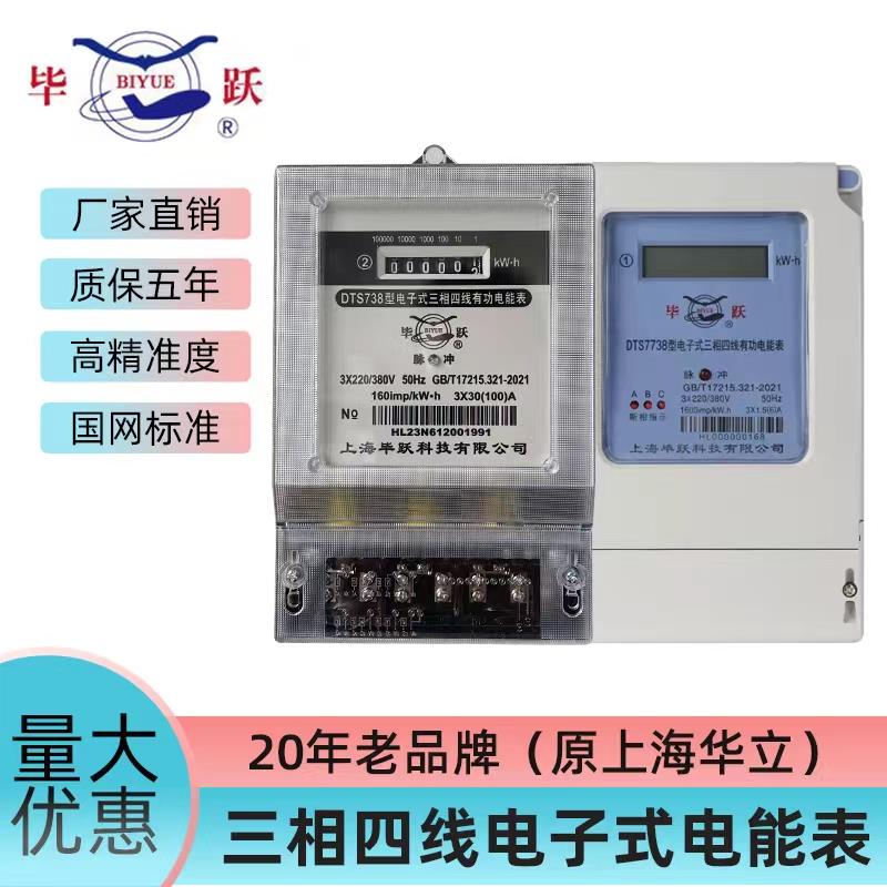 毕跃三相四线电子式电表380v电能表大功率100A电度表原上海华立