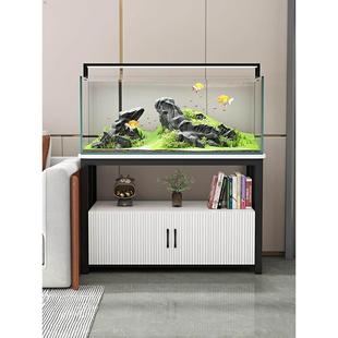 鱼缸架超级承重储物架鱼缸底座柜双层家庭客厅定制80厘米落地鱼缸