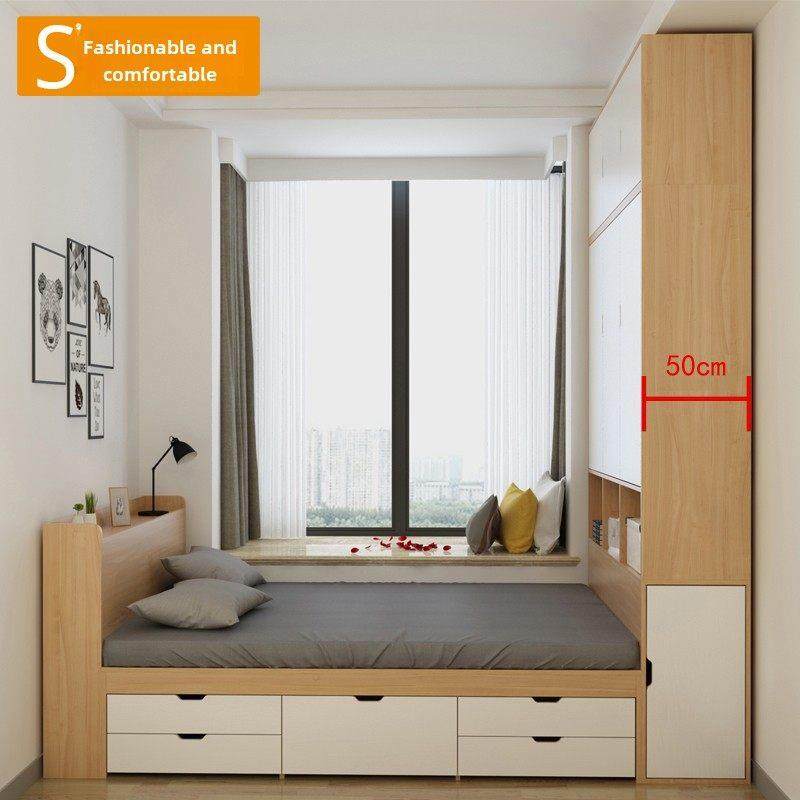 榻榻米床衣柜一体组合高箱储物床带抽屉现代简约北欧小户型双人床