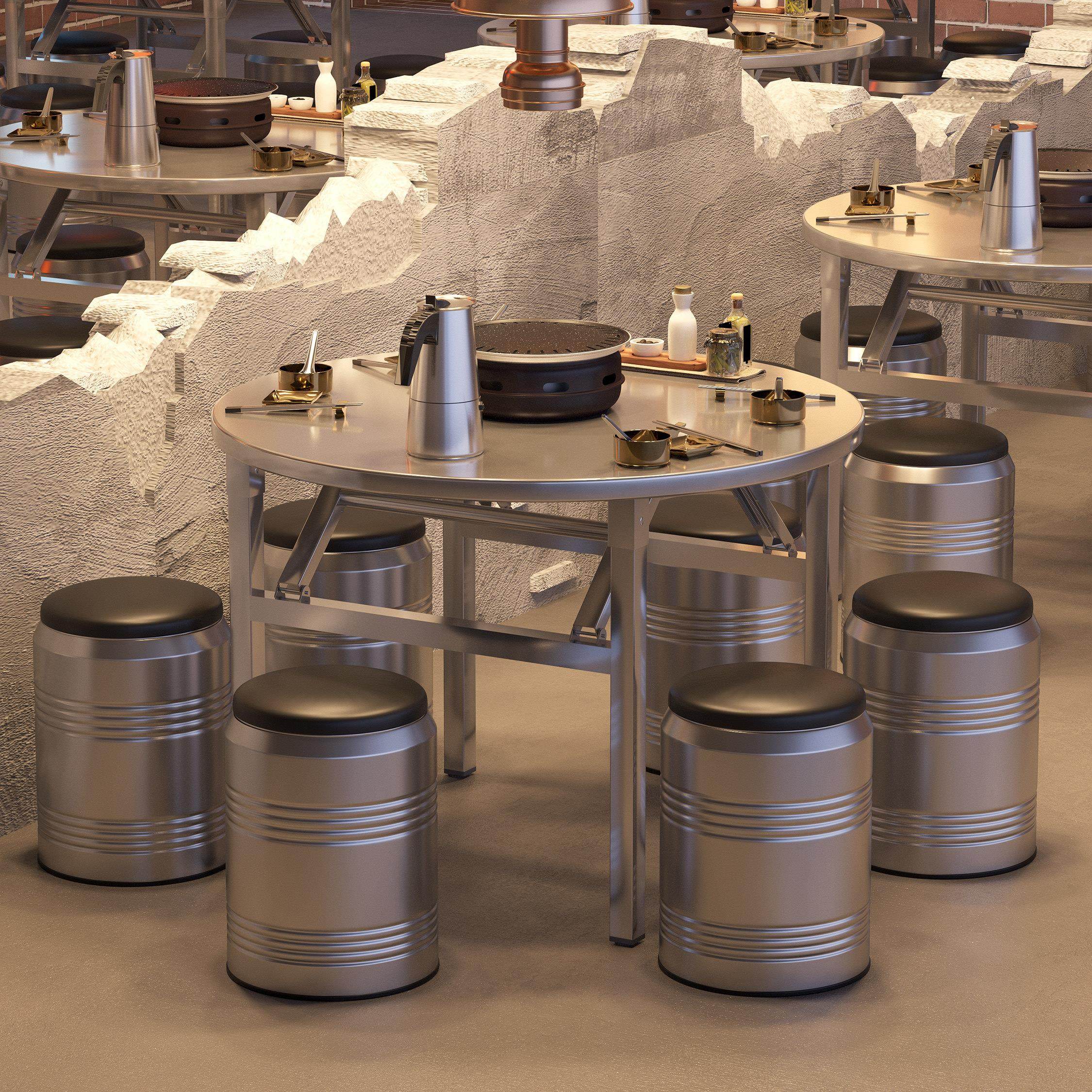 加厚不锈钢可折叠圆桌子户外摆摊餐桌火锅大排档桌椅韩式烤肉地桌,商业/办公家具,烤肉桌,淘宝优惠券,粉丝福利购,淘宝优惠卷