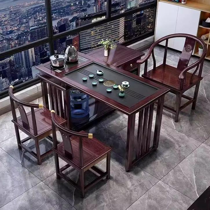 小户型茶桌椅组合实木移动茶几阳台家用多功能折叠茶台烧水壶一体