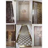 不锈钢镂空屏风轻奢铝浮雕高端中式 花格大堂入户玄关定制金属隔断