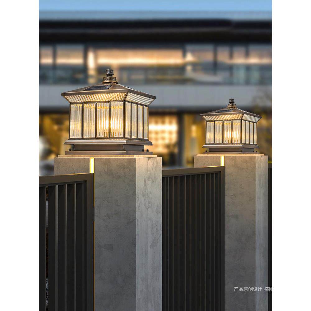 欧式欧式太阳能柱灯户外防水花园灯栅栏门别墅户外庭院门柱灯