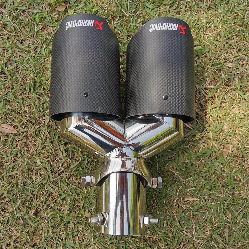 汽车改装专用可调双管天蝎碳纤维尾喉排气管装饰一出二大口径尾嘴