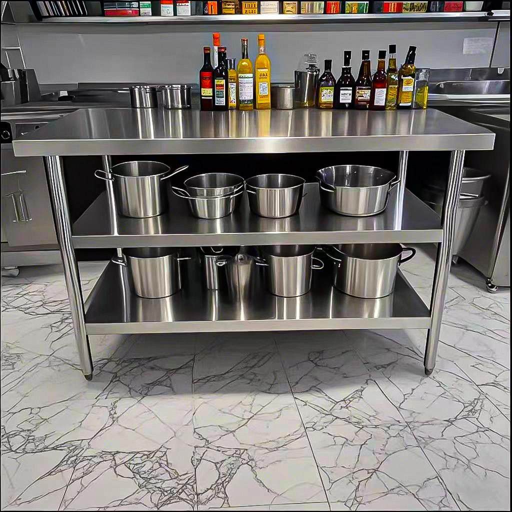 不锈钢工作台厨房操作台双层置物架加厚三层架子桌子打包台打荷台,五金/工具,工作台/防静电工作台/重型工作台,淘宝优惠券,粉丝福利购,淘宝优惠卷