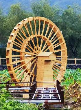 厂家直销防腐木水车景观大型木质水车旅游区电机水车荷兰风车定做