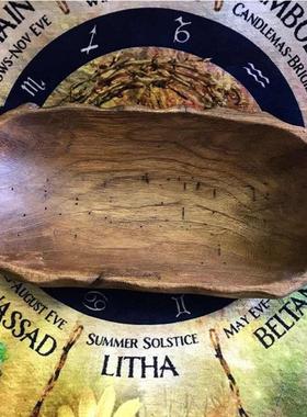 进口越南柚木果盘收纳盘 花草香料水晶杂物盘 简约客厅桌面摆件