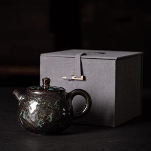 林世鹏功夫茶具禅意复古泡茶器铁釉烧茶壶侘寂手工家用陶瓷泡茶壶