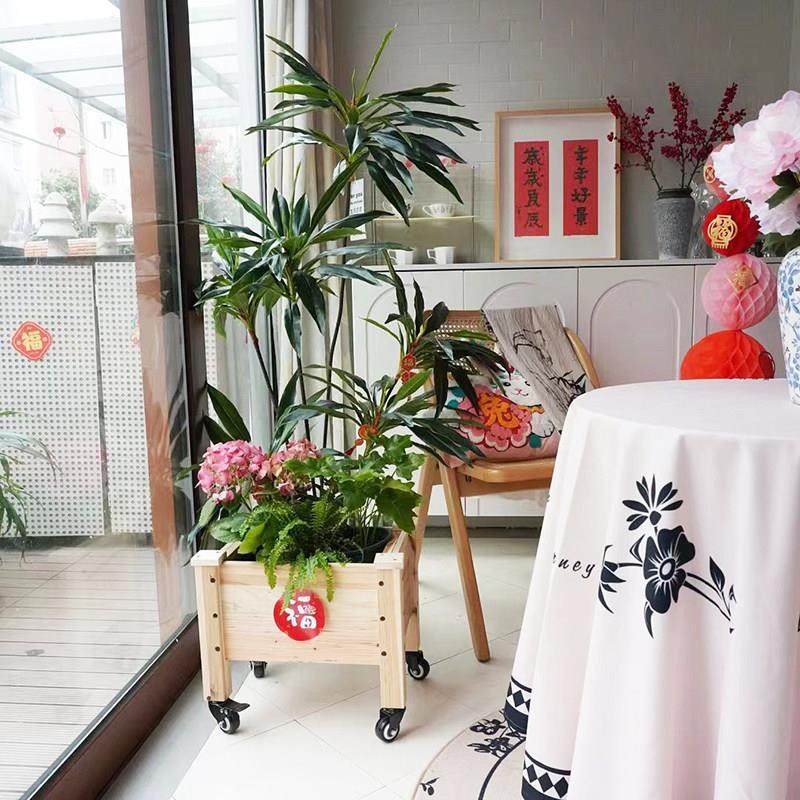 简约落地实木花架收纳箱户外阳台多功能花箱带轮可移动木花盆,住宅家具,花架/花几,淘宝优惠券,粉丝福利购,淘宝优惠卷