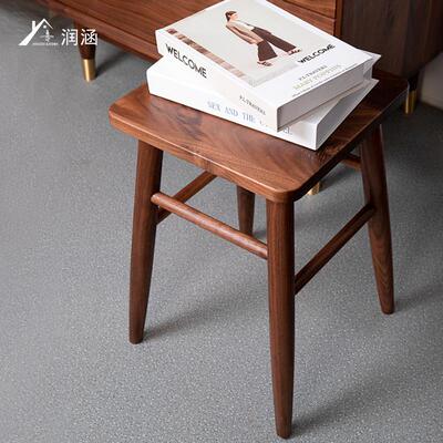 黑胡桃实木方凳家用凳子木凳儿童板凳矮凳子北欧简约餐凳梳妆凳