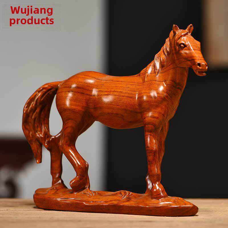 木雕马到成功十二生肖马摆件工艺礼品办公室桌摆设中式客厅装饰品