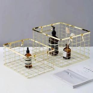 创意家居杂志衣物水果收纳筐带手提置物篮 ins北欧简约铁艺储物篮