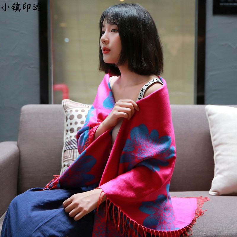 春夏办公室空调保暖加厚围巾民族风服饰配饰品长S披肩大方巾女披