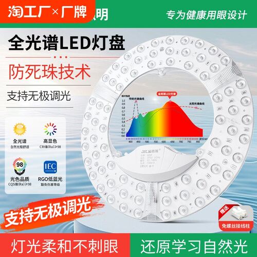 吸顶灯led灯芯替换磁吸灯盘全光谱护G眼家用客Q厅改造灯板遥控光