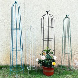 铁艺花柱攀爬架铁线莲架子月季 绿萝花架J盆栽爬藤架鸟笼造型支架