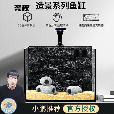 尧权背滤缸淡海水迷你生s态水草造景小型鱼缸超白玻璃小鹏说水族