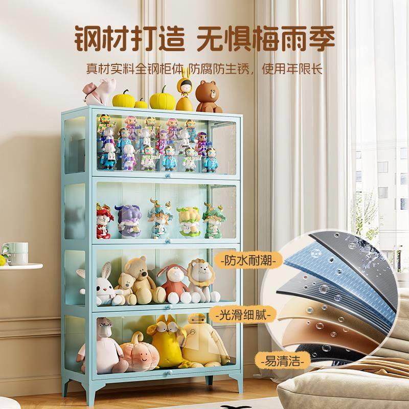 福祥家用玻列璃手凯办示柜带门钢制陈柜防尘展泡泡玛特吧JCD唧收