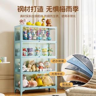 福祥家用玻列璃手凯办示柜带门钢制陈柜防尘展泡泡玛特吧JCD唧收
