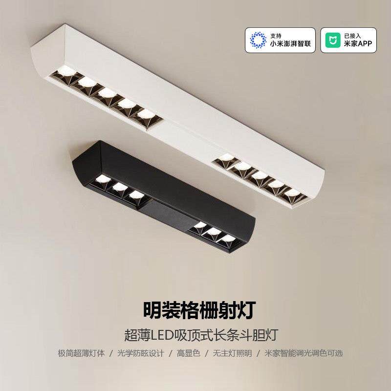 超薄明装格栅射灯无主灯客厅照明家用过道卧室简约LED极简吸顶灯,家装灯饰光源,明装射灯,淘宝优惠券,粉丝福利购,淘宝优惠卷