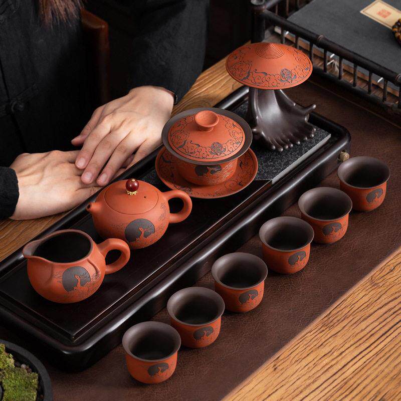 紫砂壶功夫茶具中式高档陶瓷盖碗家用办公旅行礼品整套礼盒套组