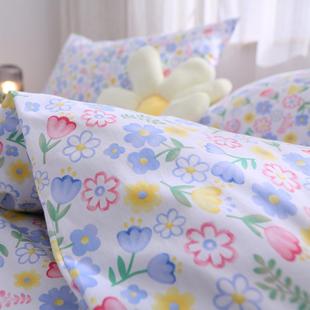 可爱淑女蓝小碎花纯棉床单单件100全棉厚斜纹单双人1.21.51.82.0m