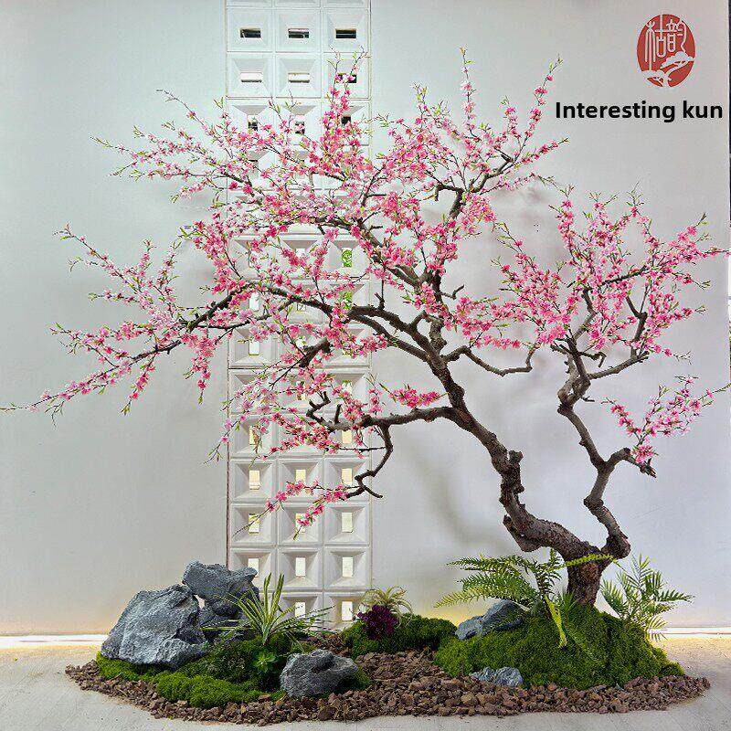 彷真红色桃花树大型室内外装饰新年红包许愿树树网红发财树摆件