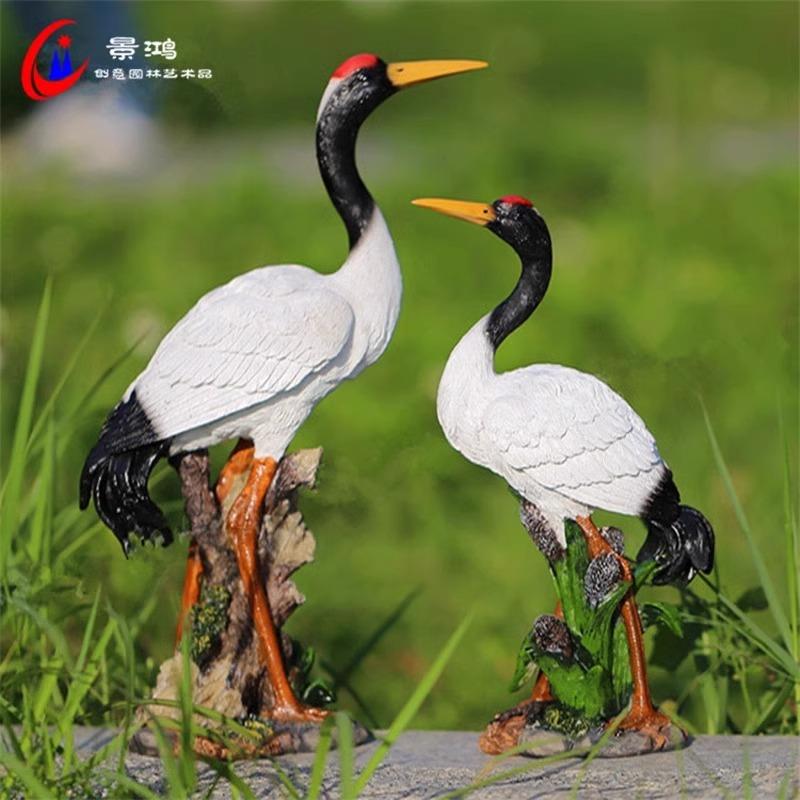 户外仿真白鹭花园水池装饰动物玻璃钢庭院假山造景观仙鹤雕塑摆件