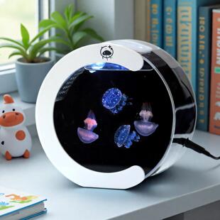 专用水母缸活物家养儿童养殖桌面小宠物迷你赤月海月循环生态鱼缸