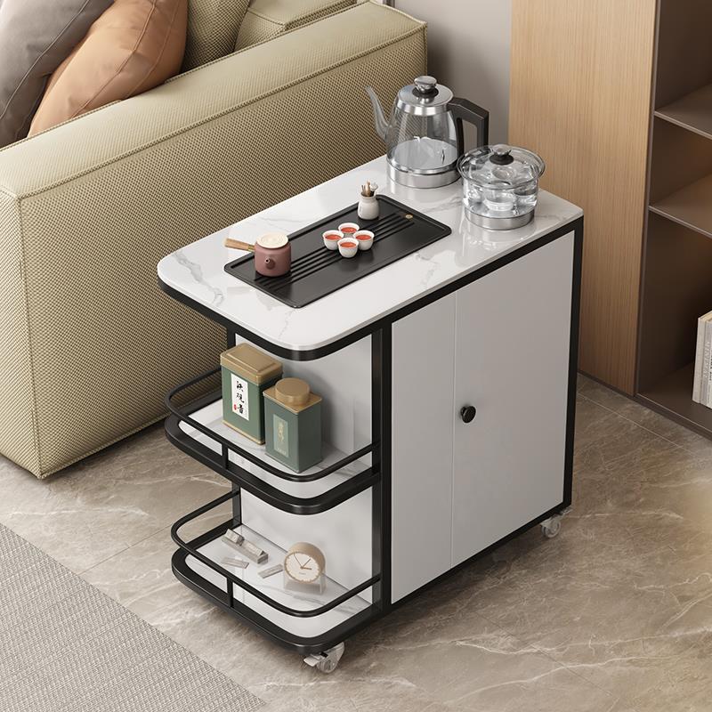 茶桌烧水壶一体嵌入式移动岩板沙发边柜侧边几家用小茶台自动上水
