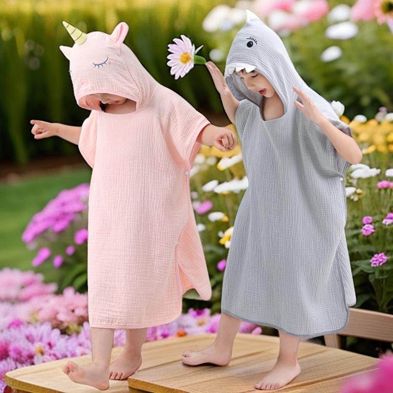 儿童纯棉浴巾连帽斗篷吸水中大童游泳浴袍速干 干宝宝纱布可穿洗,婴童用品,浴巾,淘宝优惠券,粉丝福利购,淘宝优惠卷