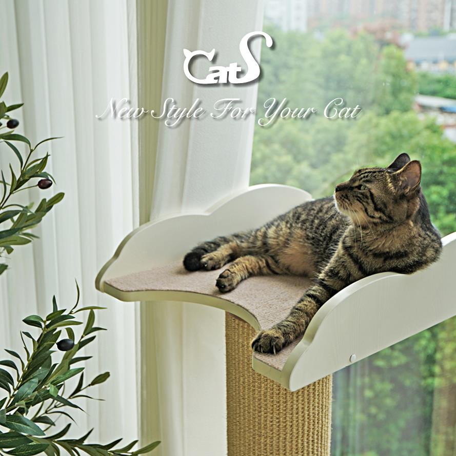 CatS猫家具迷你看鸟台剑麻猫抓柱飘窗吸盘不占地猫抓板猫爬架一体