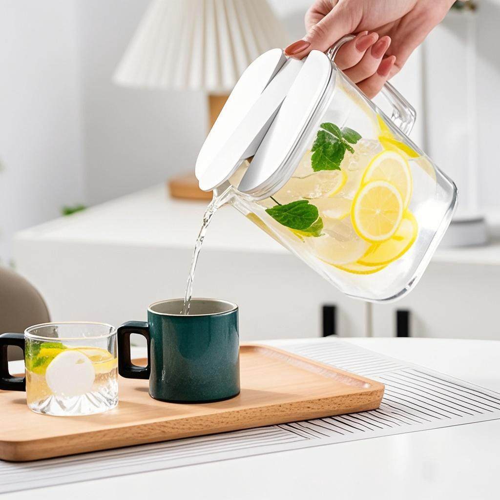 asvel2025新款冷水壶家用耐高温食品级塑料凉水壶带手柄防滑设计