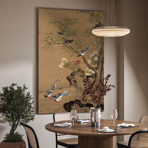 手绘明清古典国画装饰画客厅背景墙玄关走廊过道挂画中古国风壁画