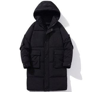 中长款棉衣男2024新款冬季外套工装面包羽绒棉服加厚连帽大码棉袄