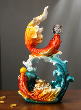 年年有余招财摆件客厅酒柜办公室锦鲤鱼装饰玄关钥匙收纳乔迁礼物