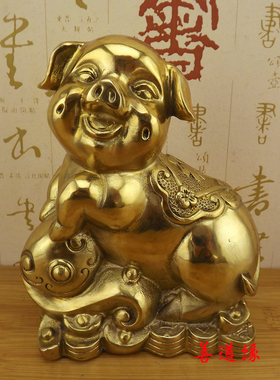 黄铜纯铜猪摆件金猪招财纳福猪发财猪福猪生肖猪铜猪风水猪摆件猪