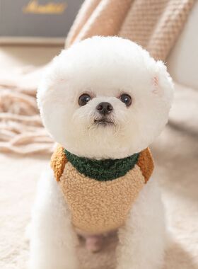 韩版秋冬季狗狗宠物羊毛粒拼色牵引马甲棉衣猫咪加厚泰迪宠物衣服