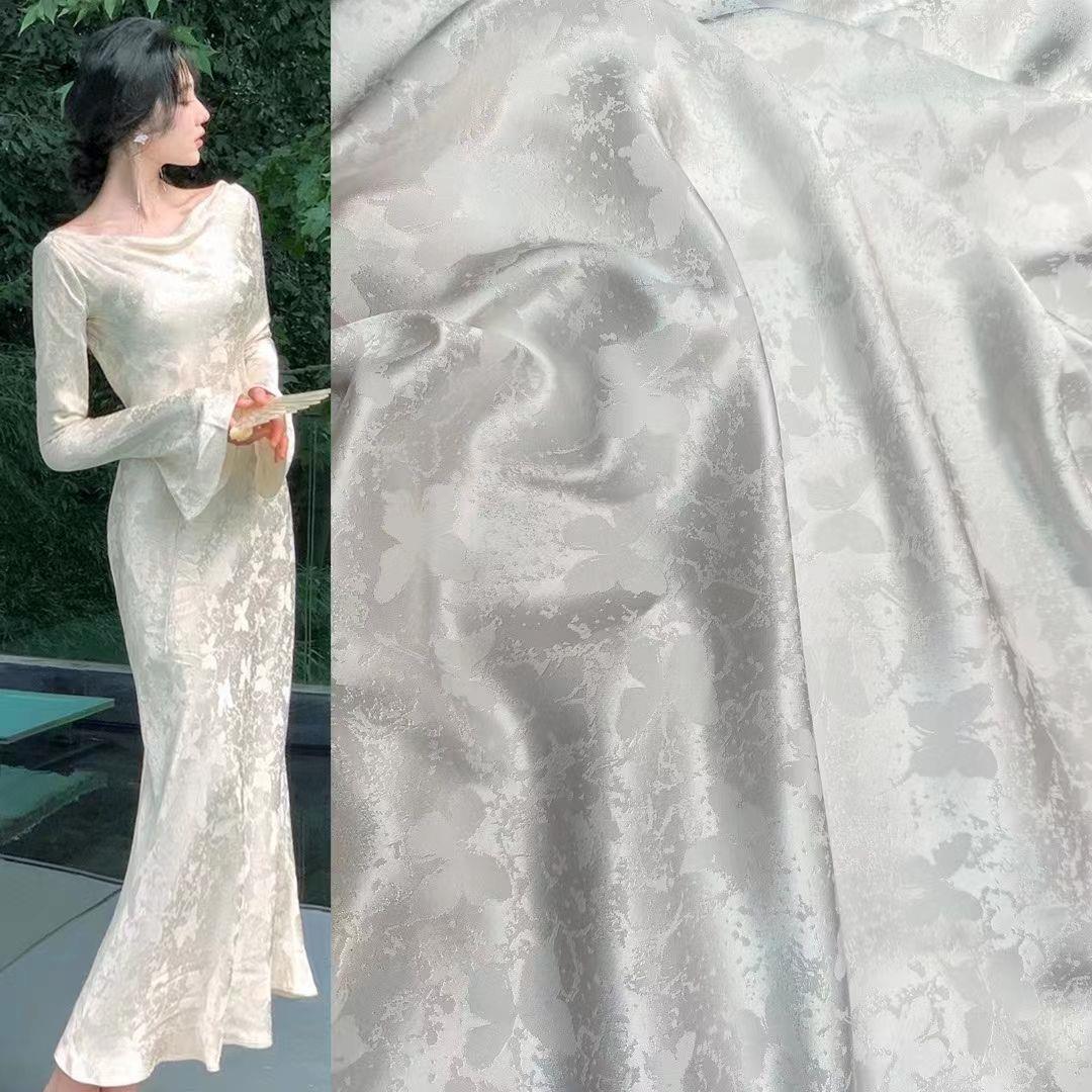 进口正品提花面料加厚缎礼服连衣裙套装面料高端旗袍布料