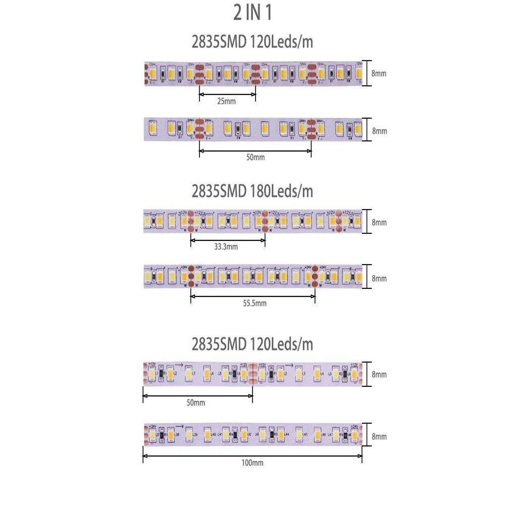 12V24V灯带led灯条2835自粘双色温三色变光CCT智能调光调色线条灯,家装灯饰光源,室内LED灯带,淘宝优惠券,粉丝福利购,淘宝优惠卷