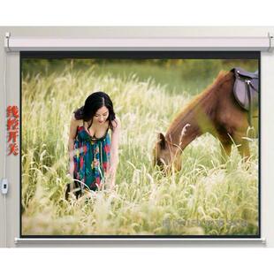 110V电动遥控投影幕布 升降背投幕60至150寸玻珠金属材质