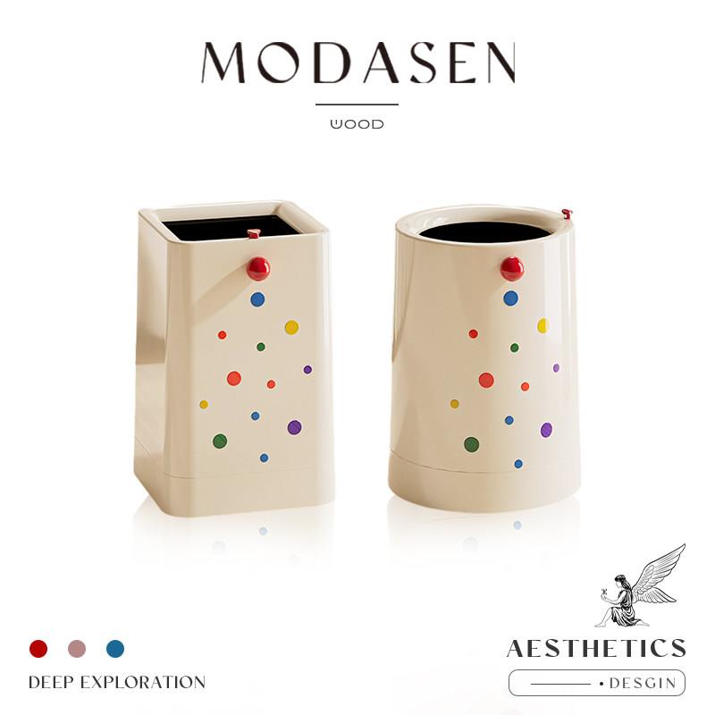 MODASEN丨波点 SFSF简约ins风大号垃圾桶家用客厅可移动纸娄带轮