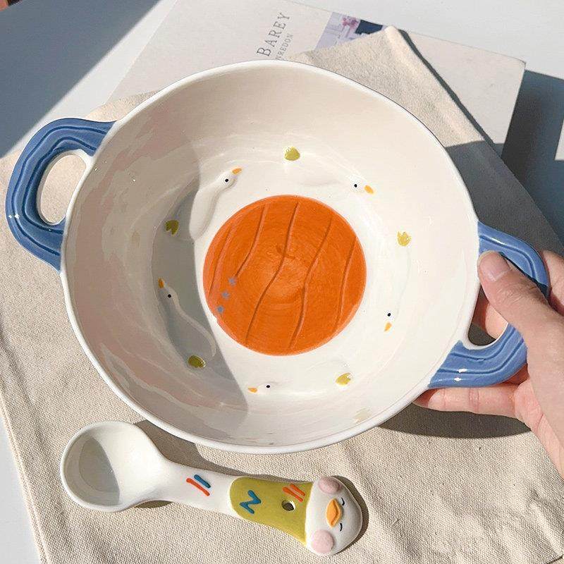 双耳面 面碗8英寸大容量陶瓷汤碗釉下彩可爱螺蛳粉大号家用不烫手,餐饮具,碗,淘宝优惠券,粉丝福利购,淘宝优惠卷