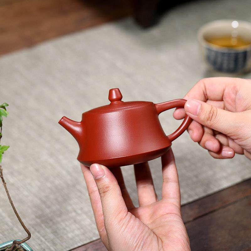 宜兴纯全手工紫砂壶原矿朱泥大红袍球孔柱础壶家用功夫泡茶石瓢壶