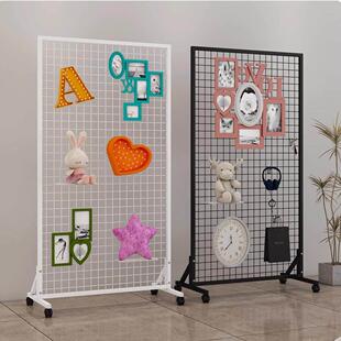 落地网格置物架立体移动照片墙摄影书画 画收纳饰品幼儿园作品展
