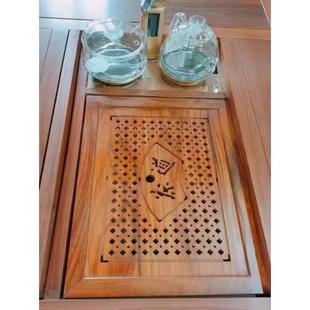 实木茶台茶盘嵌入式中间盖板茶桌漏水板接水托盘专配红木定制面板