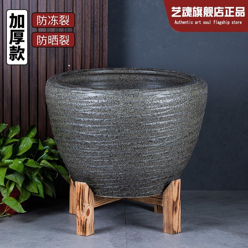 景德镇陶瓷鱼缸可配实木座古法观背养鱼盆睡莲庭院荷花专用大水缸