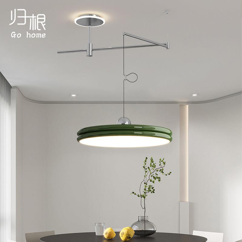 飞碟摇臂餐厅吊灯简约现代法式中古餐桌灯设计师可移动中山灯具