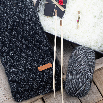 编织365毛线店手工编织的粗线送男友自织席L纹花围巾diy材料包线