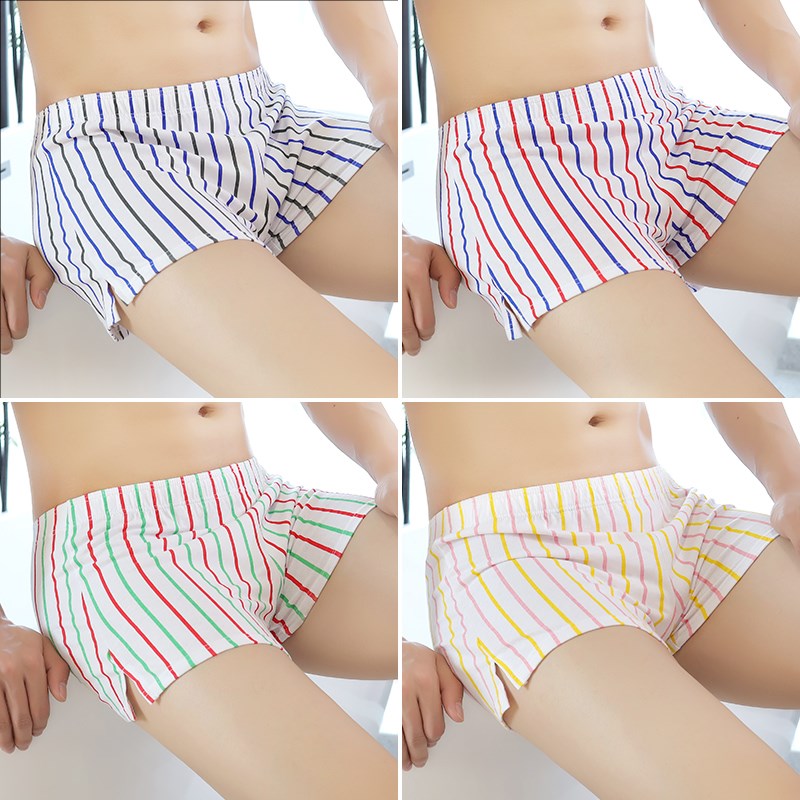 条纹宽松男d士内裤阿罗裤纯棉男生潮流短裤衩男式透气男款四角裤