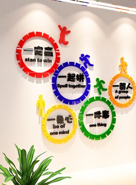 励志自粘亚克力3d立体墙贴画y公司企业办公室文化墙标语贴纸装饰